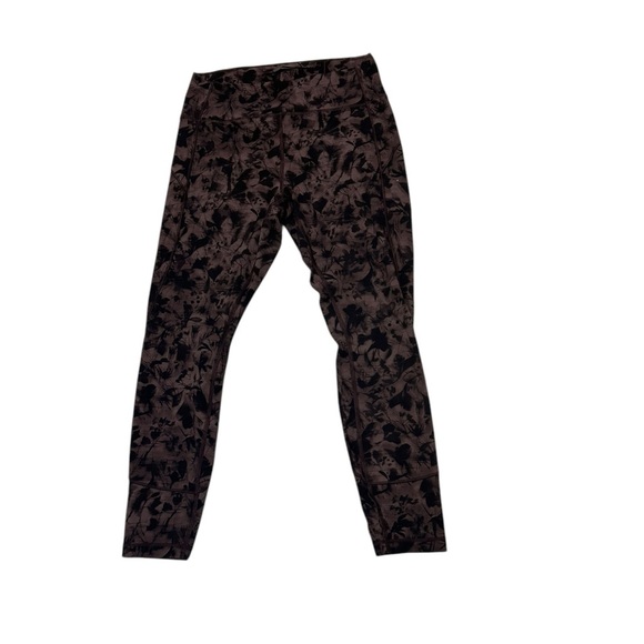 Lululemon In Movement Tight Legging 25" Mini Dusk Floral Antique Bark Black sz10 - Picture 1 of 10